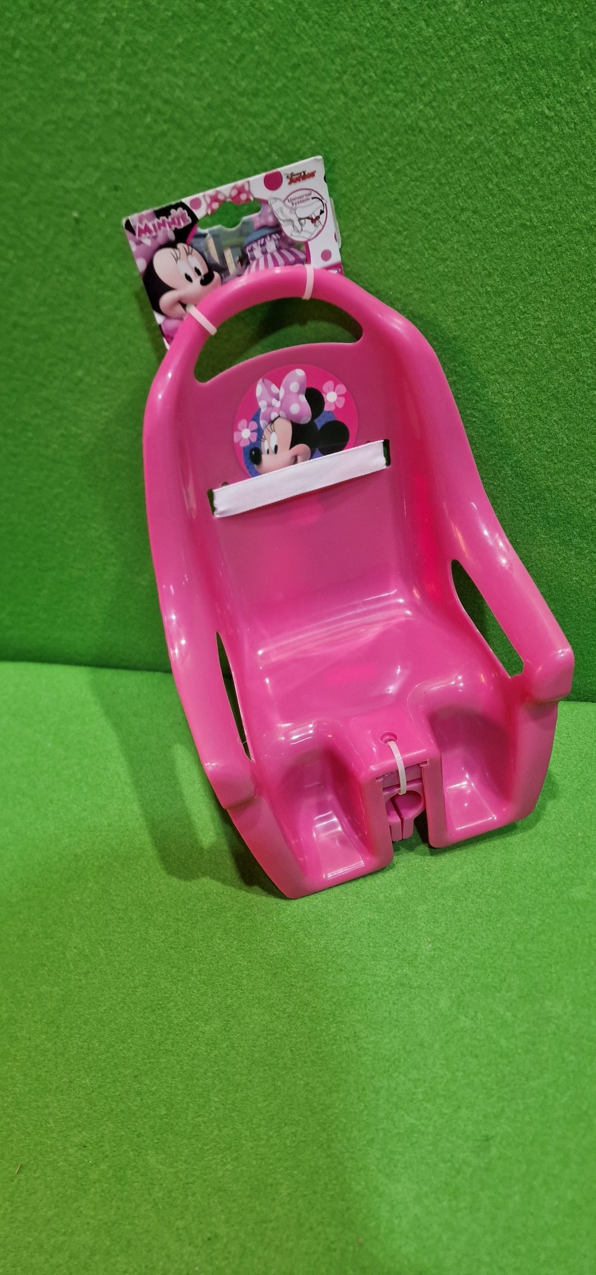 Stamp- Silla portamuñecas Minnie RN246500, Rosa, 20 cm con Sistema de fijación Universal, se Fija en Todo Tipo de Manillar, Correa de Velcro para sostener la muñeca. - Imagen 7