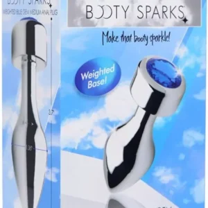 Tapón anal ponderado con gema azul - Mediano