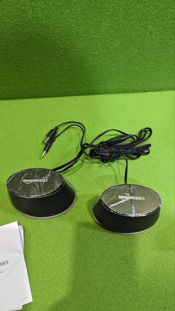 Amazon Basics - Altavoces para ordenador alimentados por USB con sonido dinámico, Paquete de 2, Negro - Imagen 3