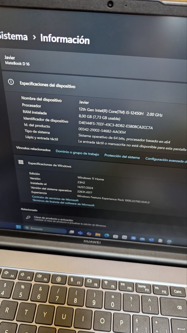 HUAWEI MateBook D16 Laptop core i5 8gb Ram - Imagen 6