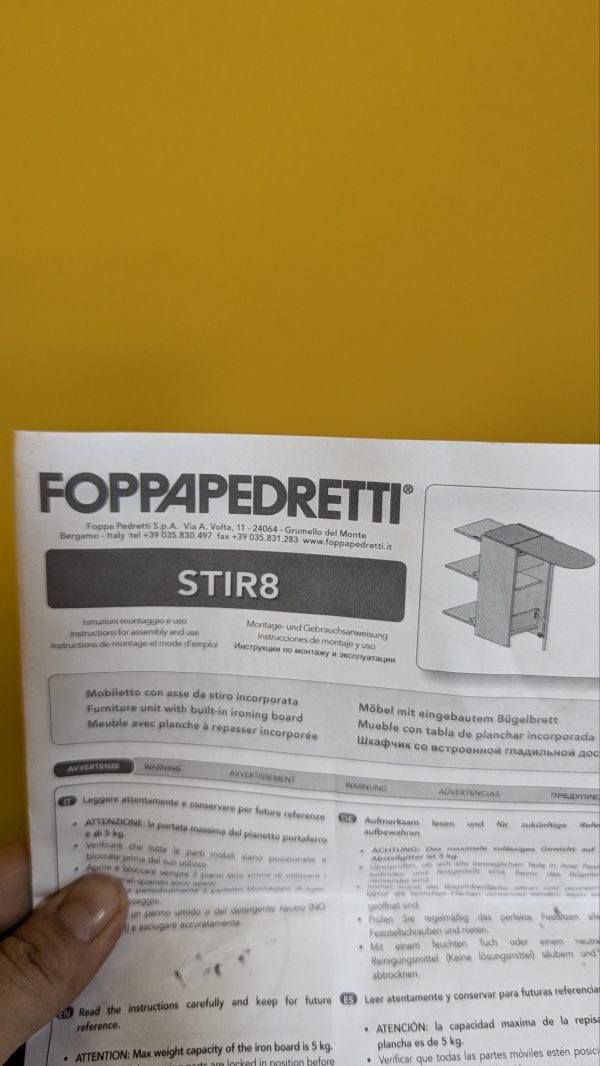 Foppapedretti, Stir8 - Tabla de planchar totalmente plegable - Imagen 9