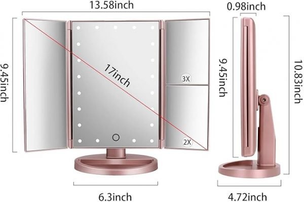 Espejo de Maquillaje con LED, Iluminado Espejo de Mesa Luz con Ampliación - Imagen 11