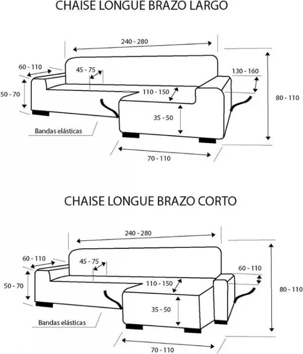 Martina Home Tunez Funda chaise longue Brazo corto derecho Gris - Imagen 9