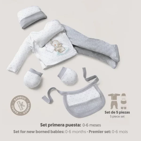 Interbaby Set Regalo Bebé 5 Piezas, modelo Elefantito