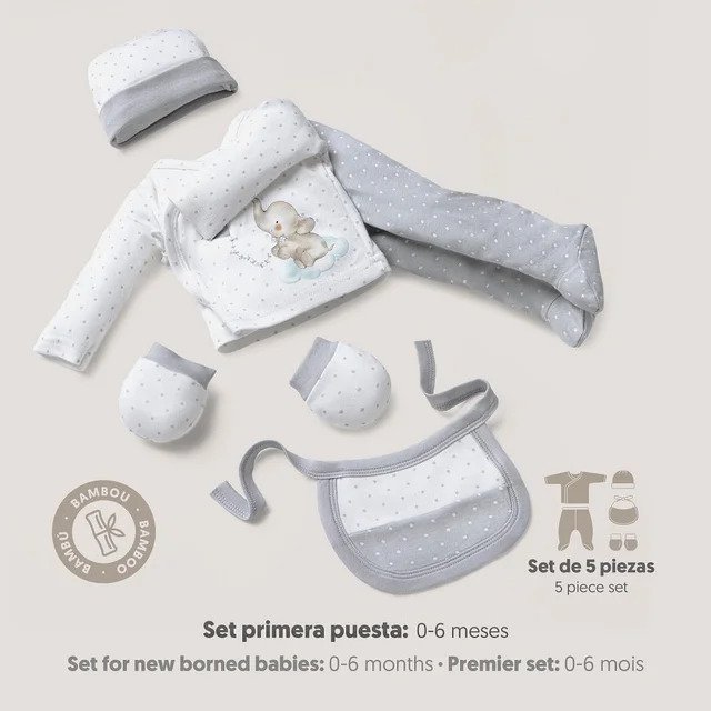 Interbaby Set Regalo Bebé 5 Piezas, modelo Elefantito