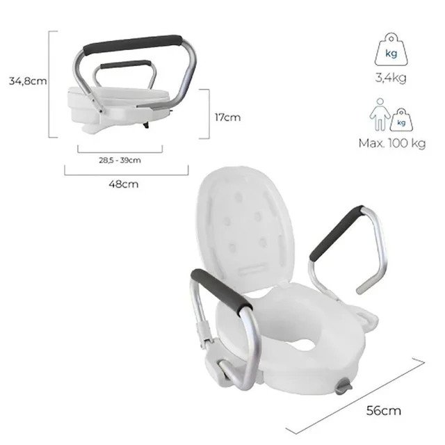 Mobiclinic, Elevador WC para adultos con reposabrazos, Guadiana