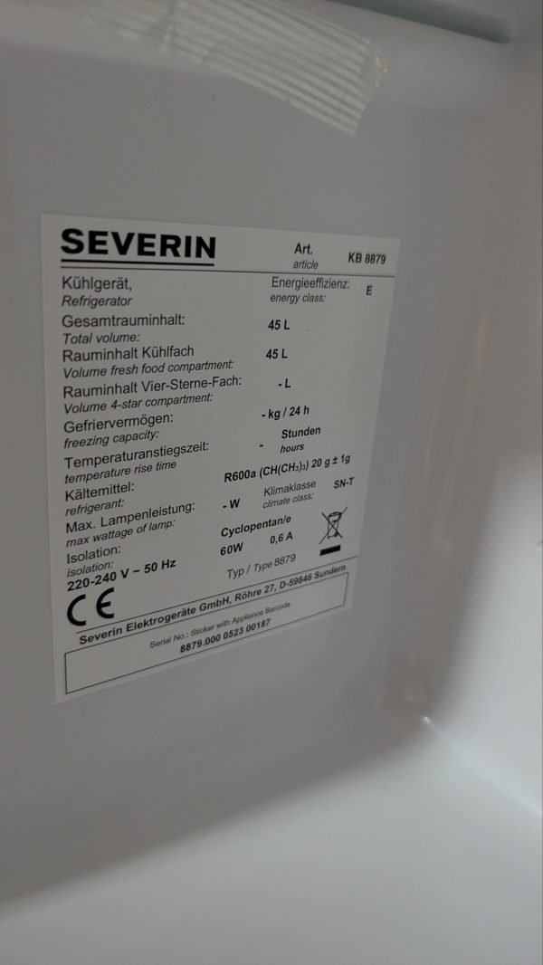 SEVERIN Mini nevera con compartimento de baja temperatura, 45 litros - Imagen 6