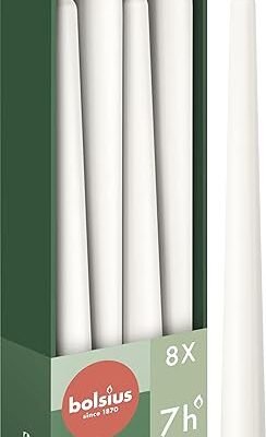 Bolsius Velas cónicas Blanco 8 unidades