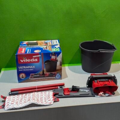 Vileda Ultramax  Mopa de microfibras para Fregar y Cubo con escurridor