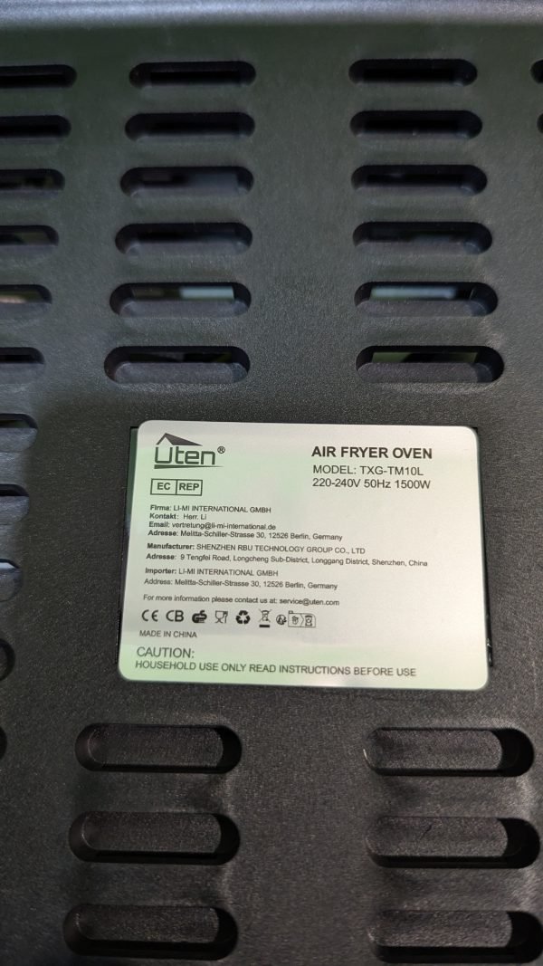 Freidora de Aire sin Aceite 10L Horno de Aire Caliente 1500W - Imagen 7