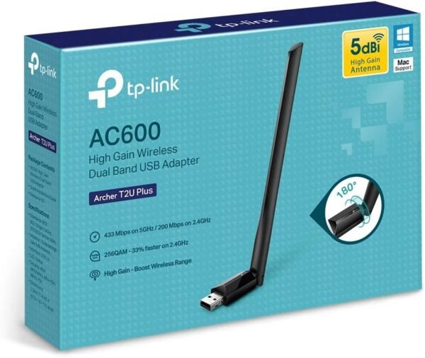 TP-Link Archer T2U Plus - Adaptador wifi usb 5G & 2.4G Hz, Antena Wi-Fi