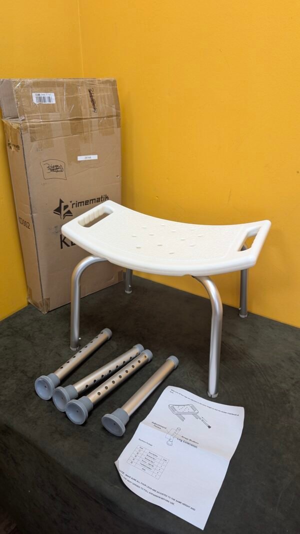 PrimeMatik Taburete de ducha ergonómico con altura ajustable - Imagen 3