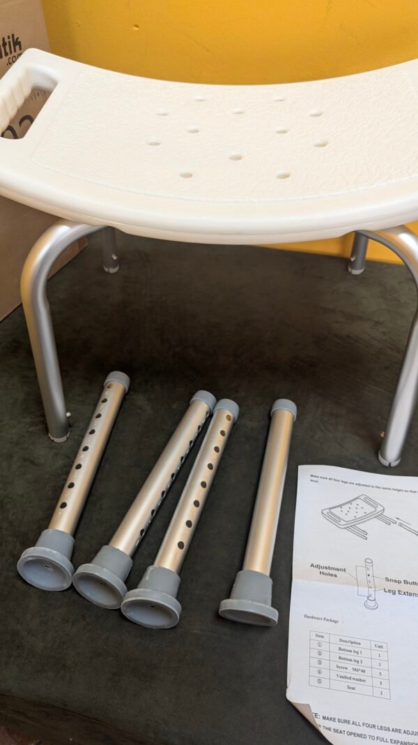 PrimeMatik Taburete de ducha ergonómico con altura ajustable - Imagen 8