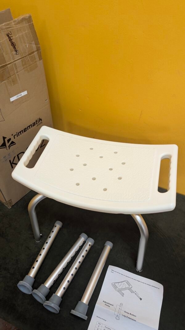 PrimeMatik Taburete de ducha ergonómico con altura ajustable - Imagen 6