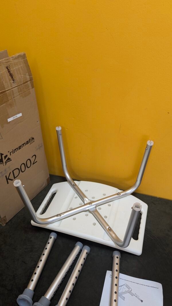 PrimeMatik Taburete de ducha ergonómico con altura ajustable - Imagen 5