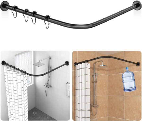 Barra de Cortina de Ducha Ajustable en Forma de L 70-100×110-170cm