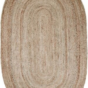 Alfombra Redonda de Yute Rigo Tejida a Mano de 1,80 x 1,20 cm