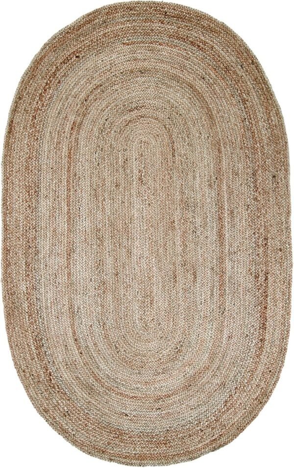 Alfombra Redonda de Yute Rigo Tejida a Mano de 1,80 x 1,20 cm