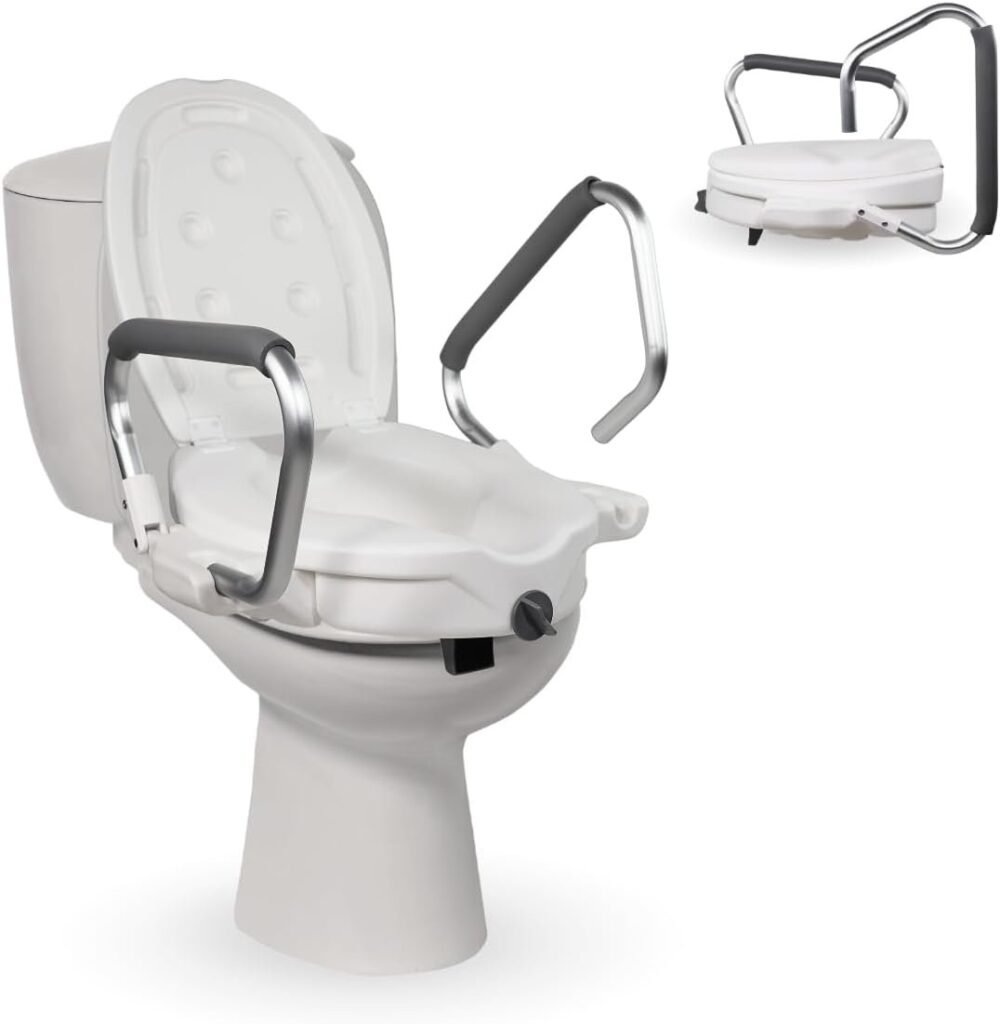 Elevador WC para Adultos, 17cm con reposabrazos abatibles y Acolchados