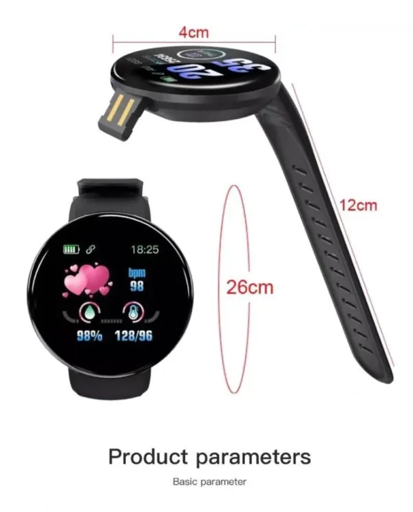 Reloj inteligente D18 para hombres y mujeres COLOR ROJO - Imagen 4