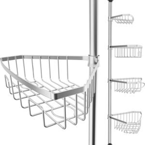 Estante de ducha telescópico de acero inoxidable 105 a 270 cm