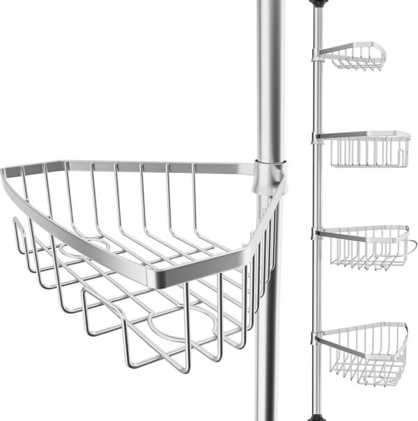 Estante de ducha telescópico de acero inoxidable 105 a 270 cm