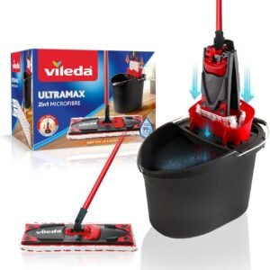 Vileda Ultramax  Mopa de microfibras para Fregar y Cubo con escurridor