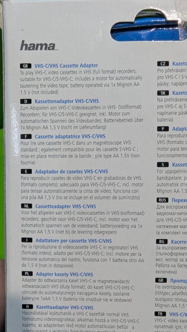 Hama VHS-C/VHS Adaptador de cassette 00044704, VHS-C/VHS - Imagen 8