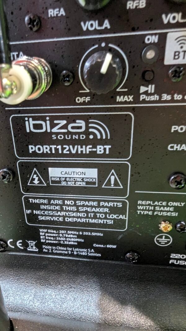 biza PORT12VHF-BT Altavoz portátil 12"/700W - Imagen 7
