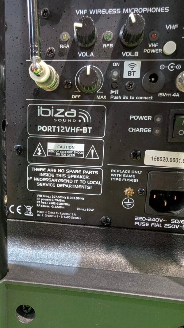 biza PORT12VHF-BT Altavoz portátil 12"/700W - Imagen 9