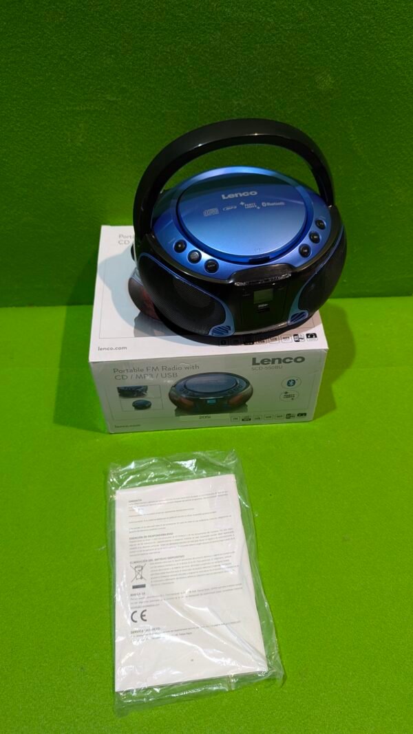 Lenco Radio CD Portátil SCD-550BU Azul, Bluetooth, USB, Radio FM - Imagen 2