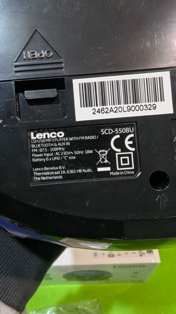 Lenco Radio CD Portátil SCD-550BU Azul, Bluetooth, USB, Radio FM - Imagen 6
