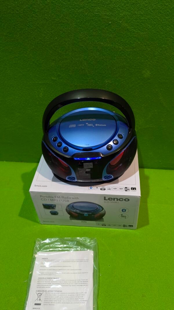 Lenco Radio CD Portátil SCD-550BU Azul, Bluetooth, USB, Radio FM - Imagen 5