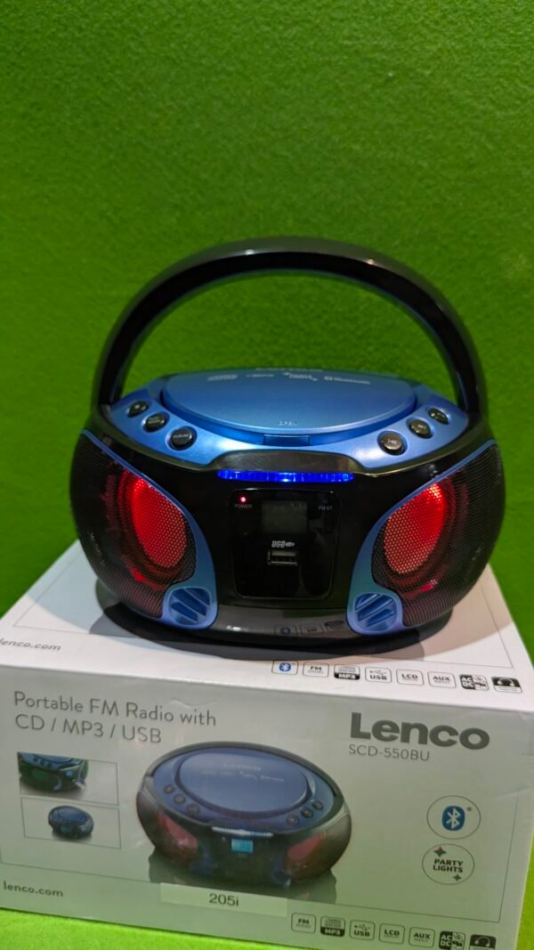 Lenco Radio CD Portátil SCD-550BU Azul, Bluetooth, USB, Radio FM - Imagen 3