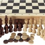 Ajedrez, damas y backgammon en estuche, 2 jugadores