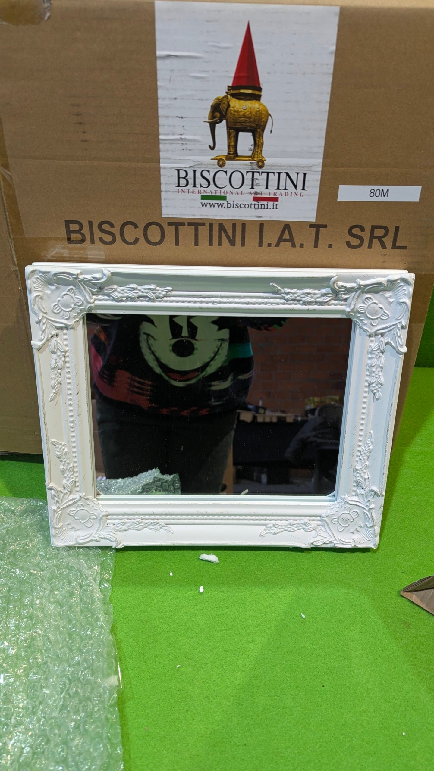 Espejo de colgar vertical/horizontal 27x4x32 cm acabado con efecto blanco envejecido - Imagen 3