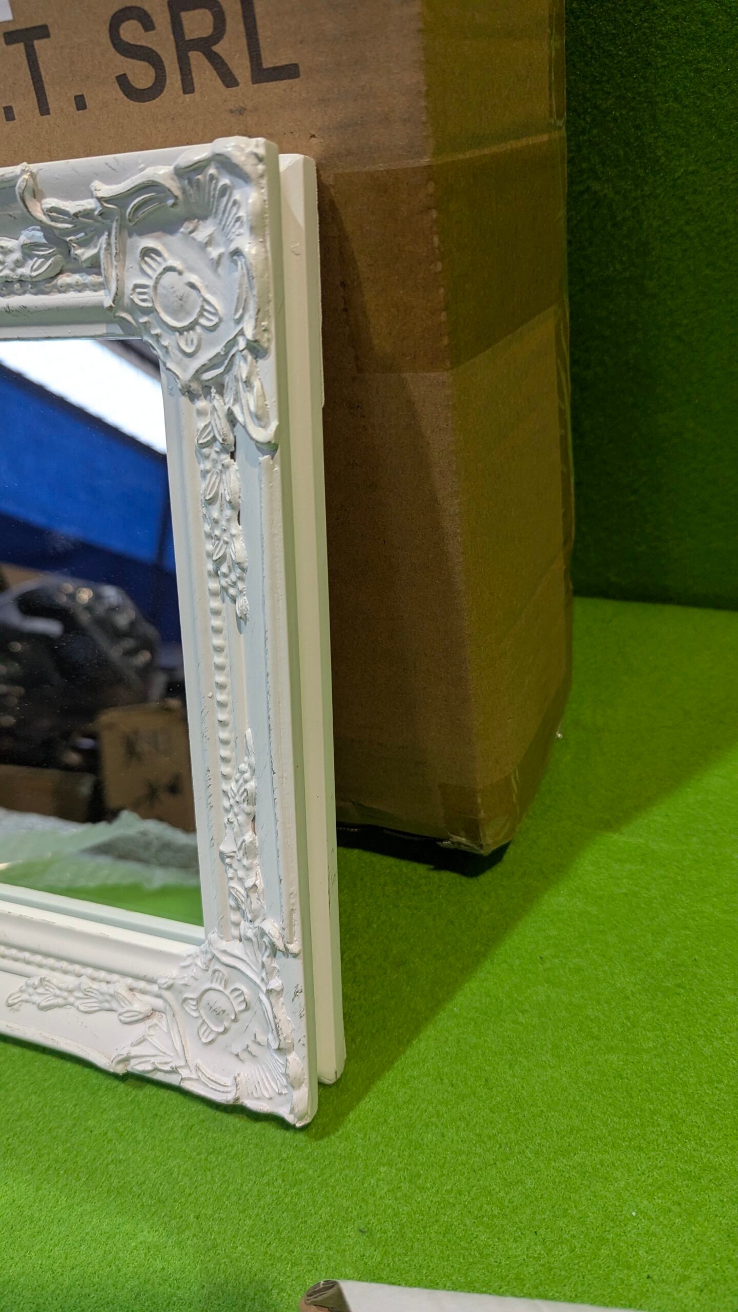 Espejo de colgar vertical/horizontal 27x4x32 cm acabado con efecto blanco envejecido - Imagen 9