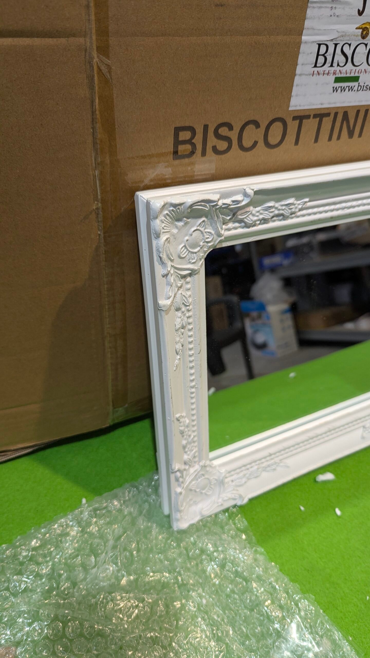 Espejo de colgar vertical/horizontal 27x4x32 cm acabado con efecto blanco envejecido - Imagen 8