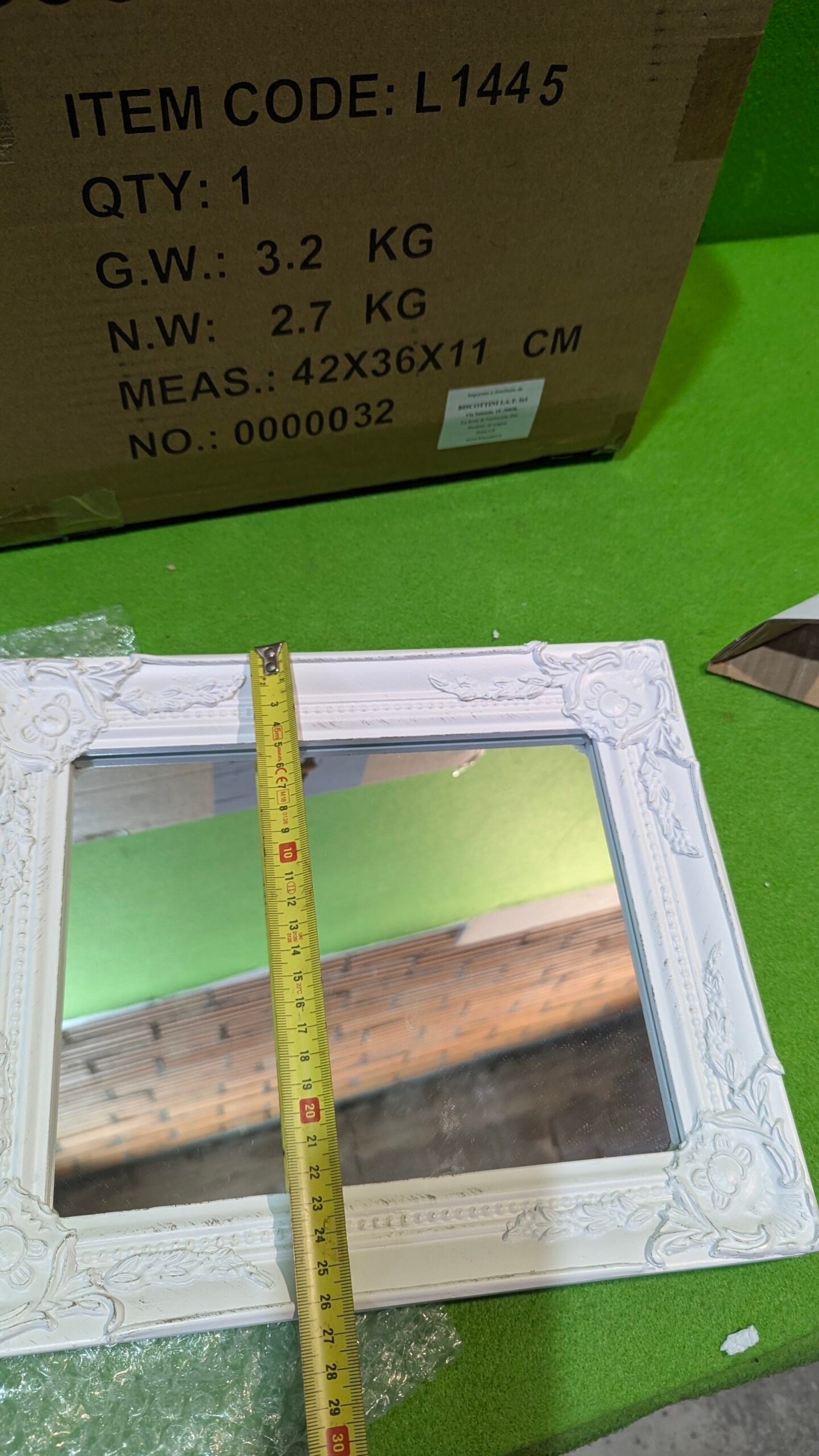 Espejo de colgar vertical/horizontal 27x4x32 cm acabado con efecto blanco envejecido - Imagen 10