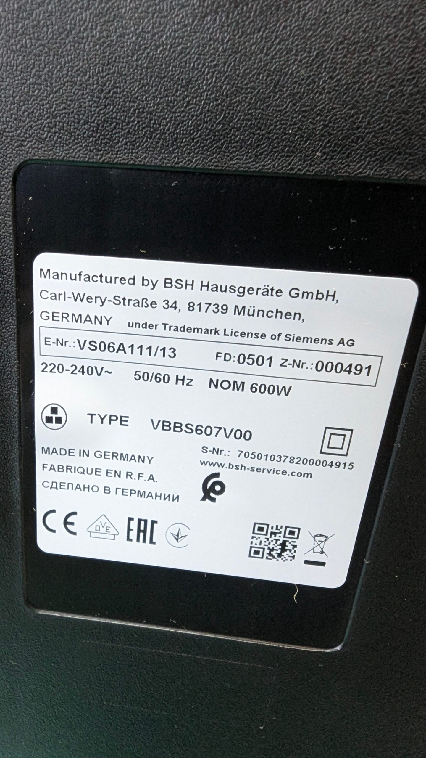 Siemens VS06A111 - Aspiradora 600W - Imagen 11