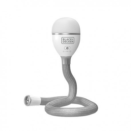 BLACK+DECKER Luz de serpiente, uso para luz de libro, luz de escritorio y luz de trabajo, 2 ajustes, flexible y recargable (BDCFSL01)