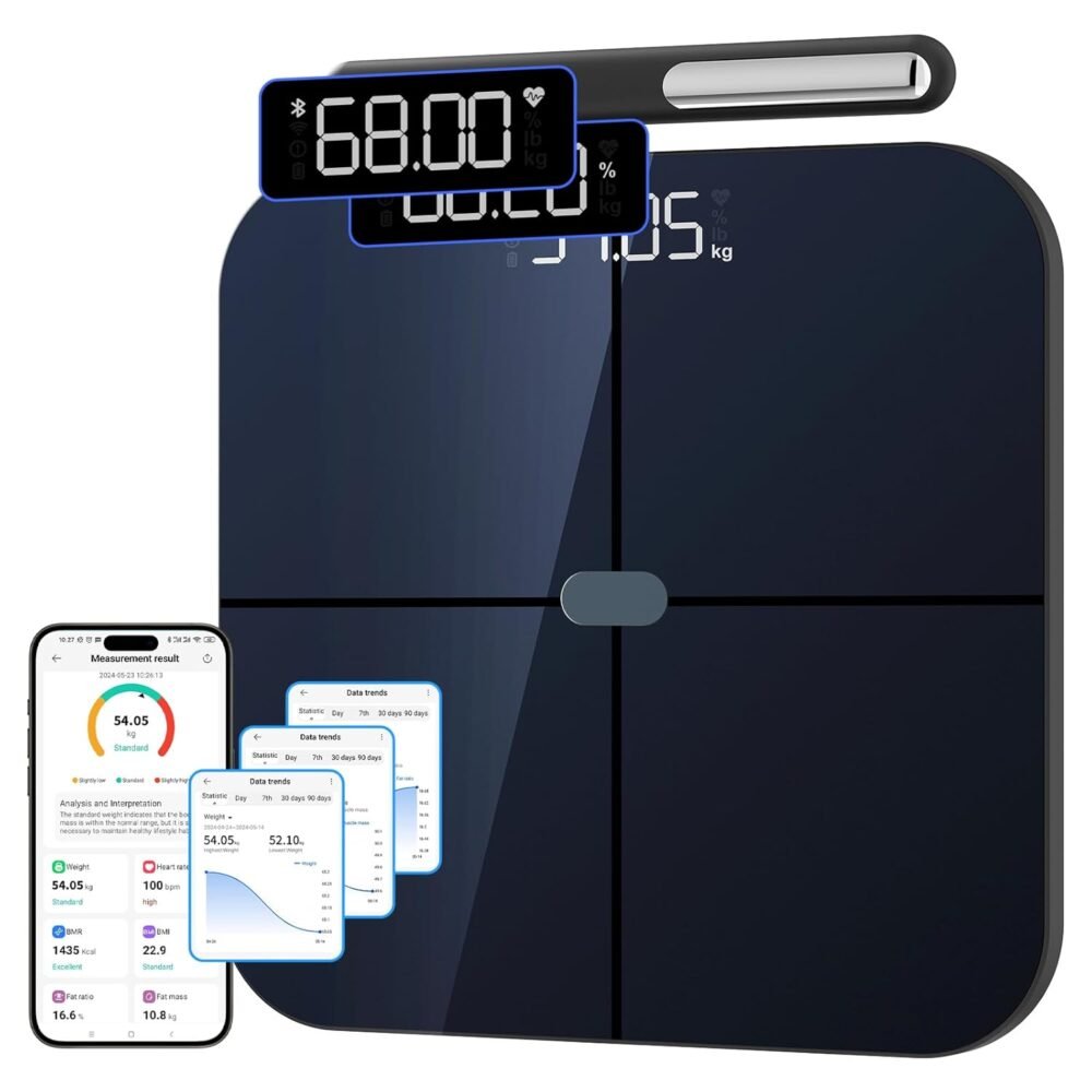 Healthkeep - Báscula conectada WIFI y Bluetooth con 8 electrodos de alta precisión