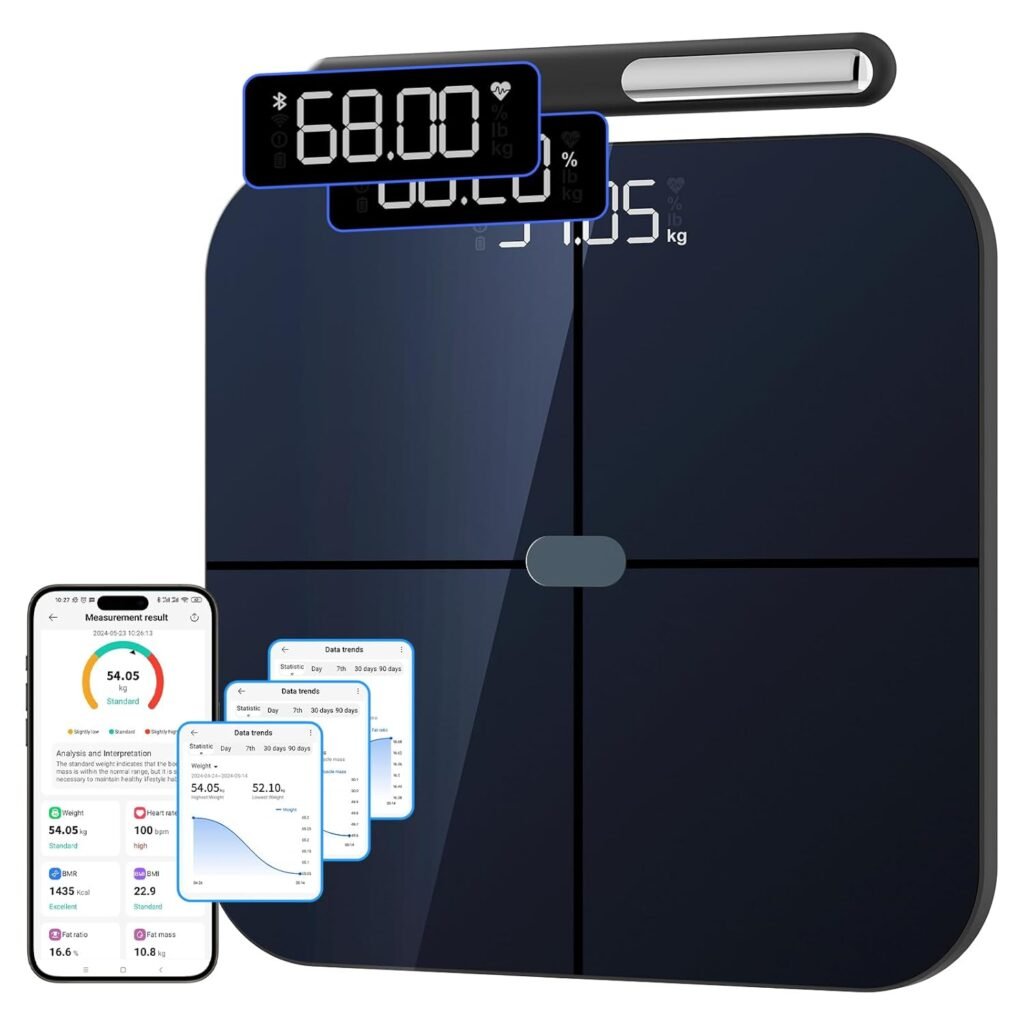 Healthkeep – Báscula conectada WIFI y Bluetooth con 8 electrodos de alta precisión