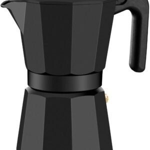 Cafetera Monix de aluminio de inducción negra de 6 tazas