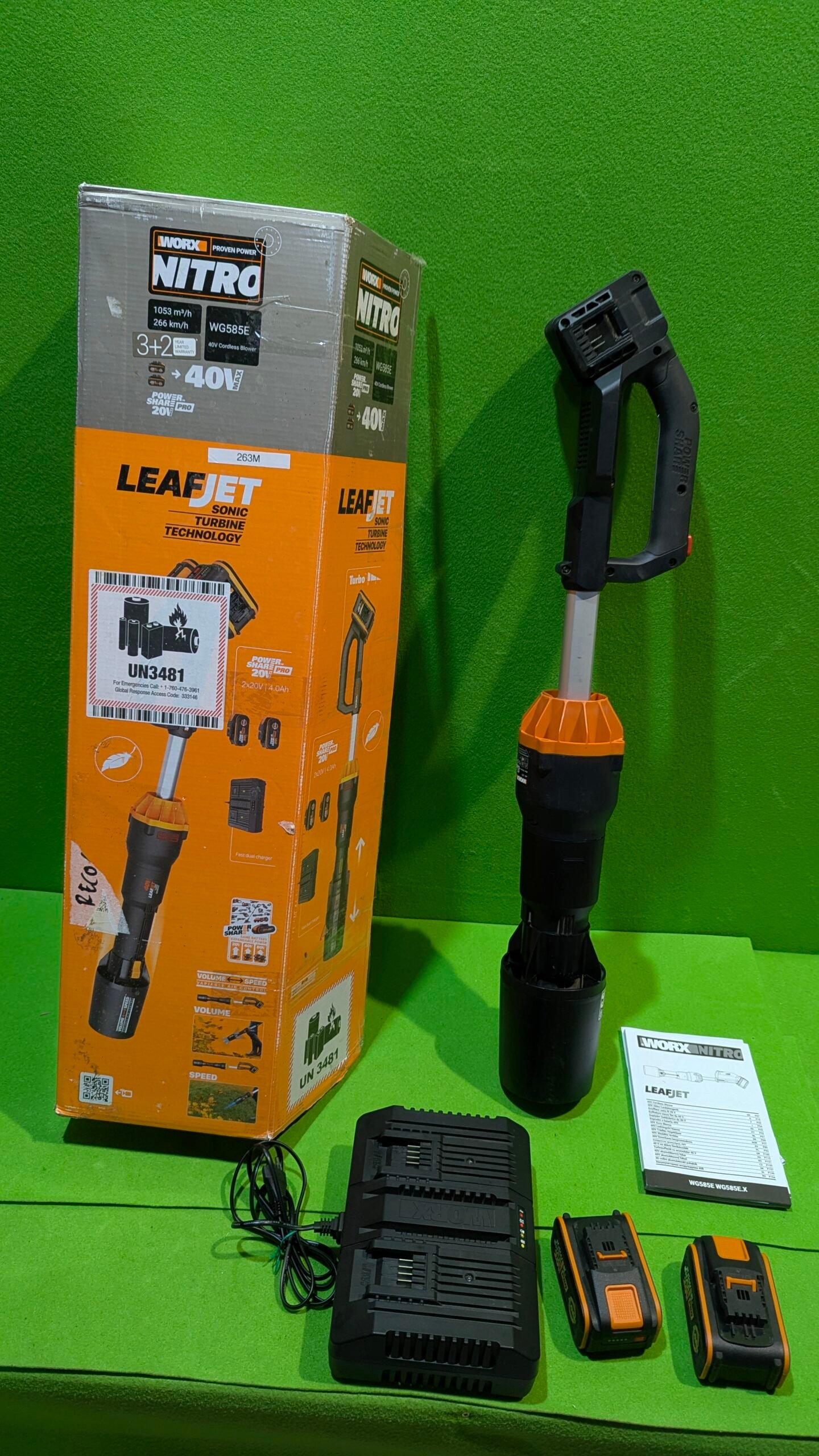 WORX WG585E Soplador de Hojas 40V Máx Incluye 2 baterías de 4Ah y Cargador Doble - Imagen 2