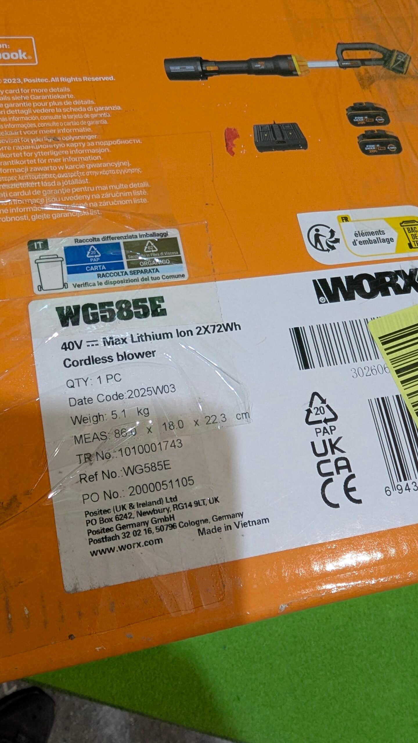 WORX WG585E Soplador de Hojas 40V Máx Incluye 2 baterías de 4Ah y Cargador Doble - Imagen 14