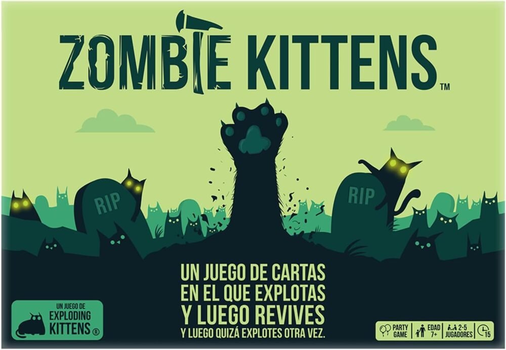 Exploding Kittens | Zombie Kittens | Juego de Cartas para los Amantes de los Gatos y Las Explosiones