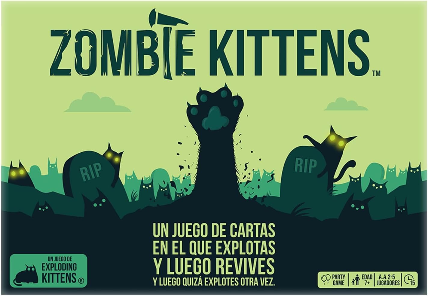 Exploding Kittens | Zombie Kittens | Juego de Cartas para los Amantes de los Gatos y Las Explosiones