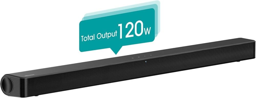 Hisense HS205G - Barra de Sonido 2.0, 120W, Dolby Audio, DTS Virtual X, Bluetooth, HDMI ARC/Optical/USB, 4 Modos de Sonido