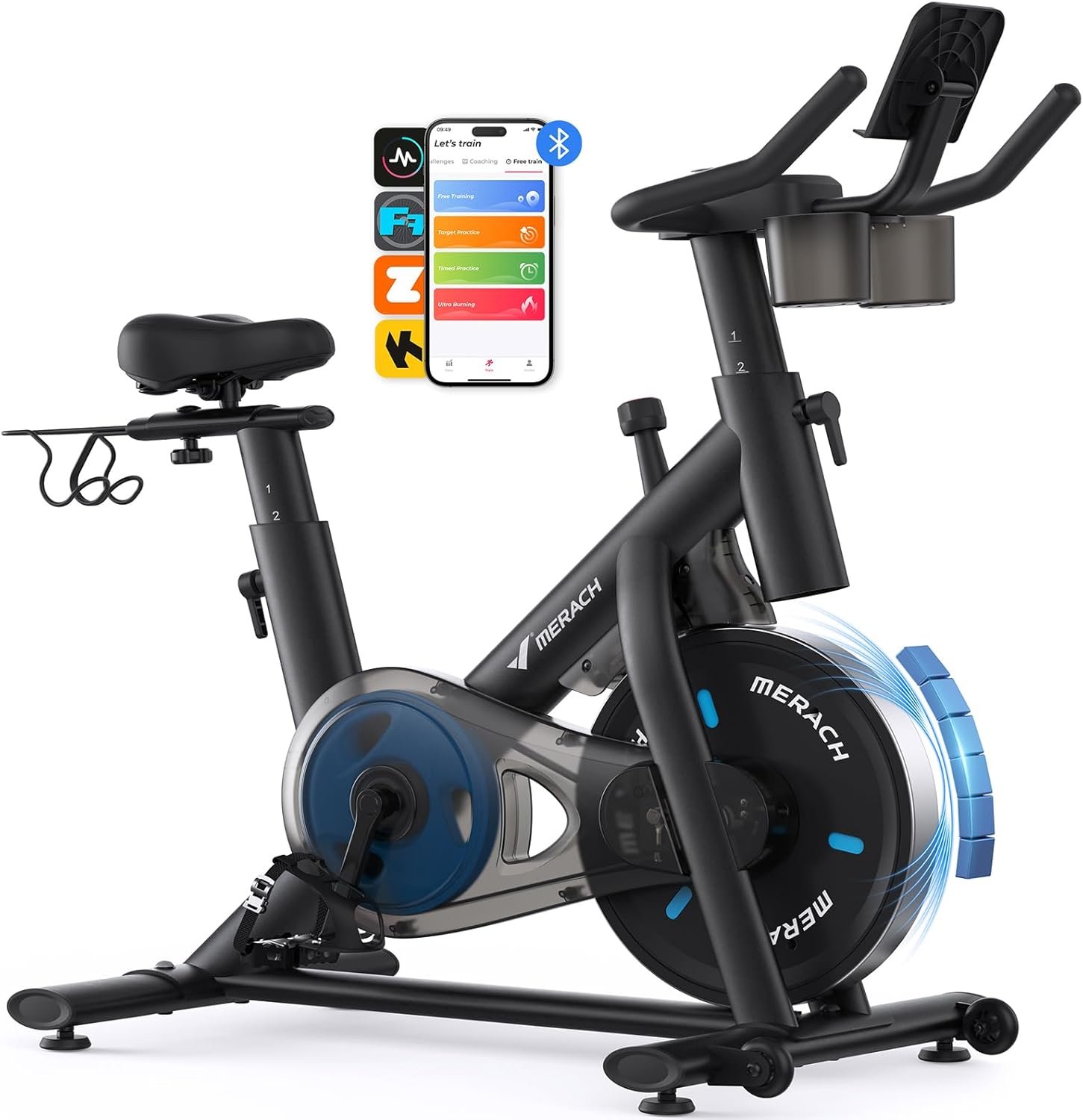 MERACH Bicicleta Estática en Casa con Resistencia Ajustable Capacidad de 136 kg